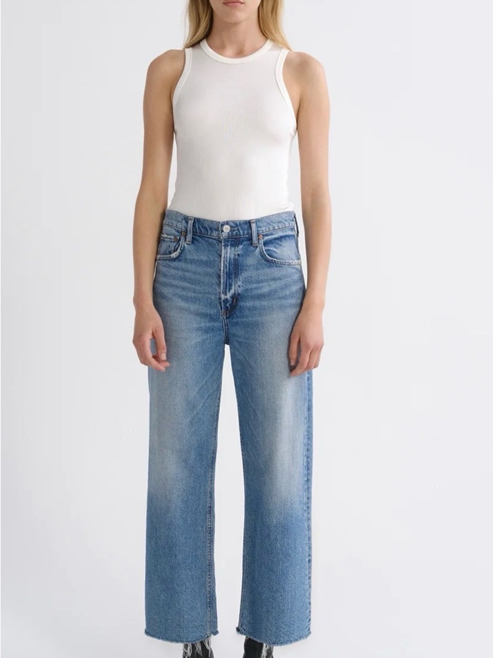 Agolde REN High-Rise Wide Leg Jeans in Light Blue
